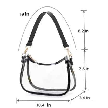 CYHTWSDJ Shoulder Bags for Women, Cute Hobo Tote Handbag Mini Clutch Purse with Zipper Closure - color: Clear Black