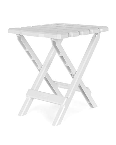 Camco Adirondack Style Folding Plastic Large Table with Footrest Design and Easy to Setup Construction for Indoor or Outdoor Use, White