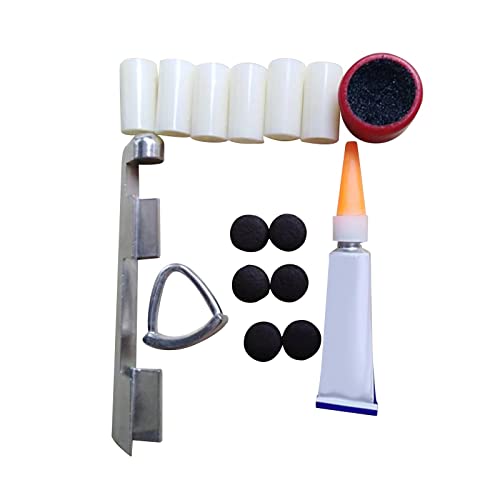 kowaku 15 Pieces Cue Tip Repair Pool Cue Ferrules Billiard Cue Clamp Aluminum Alloy Sander Glue Kit Suitable for Cue Maintenance Repairing Home Use