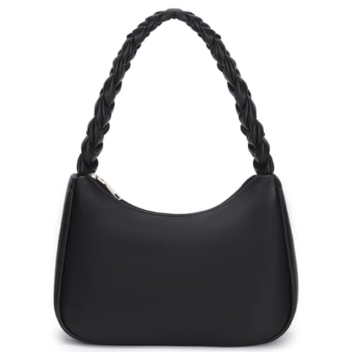 CYHTWSDJ Shoulder Bags for Women, Cute Hobo Tote Handbag Mini Clutch Purse with Zipper Closure - color: Braid Black