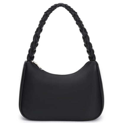 CYHTWSDJ Shoulder Bags for Women, Cute Hobo Tote Handbag Mini Clutch Purse with Zipper Closure - color: Braid Black