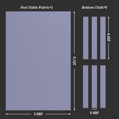 KONLLEN 9ft Pool Table Felt, 80/20 Wool Nylon Blend Billiard Table Cloth with Pre-Cut Strips, Professional Replacement Felt for Home & League Play - color: 001-Grey