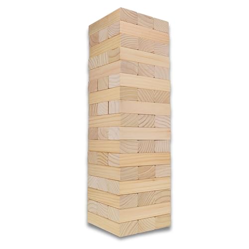 WE Games Giant Wooden Tumbling Tower Game – 29 inches Tall (2.42 feet), 51 Total Blocks, Wooden Blocks Stacking Game, Carry Tote, Perfect Outdoor Games for Adults and Family, Backyard Gatherings