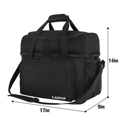 LARIPOP 2 Ball Bowling Bag Double Bowling Ball Carrier with Padded Holder, Shoe Compartment for Men Women Bowling League & Tournament - color: Black