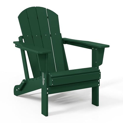 WestinTrends Malibu HDPE Outdoor Patio Folding Poly Adirondack Chair, Dark Green - color: Dark Green, size: 1 Chair