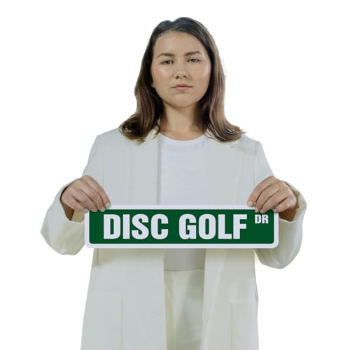 DISC GOLF Classic Street Sign (2 Pack) targets baskets bags team coach Road Sign | 4" X 18" Plastic Address Sign - color: Premium Plastic Sign, size: 4 inch X 18 inch