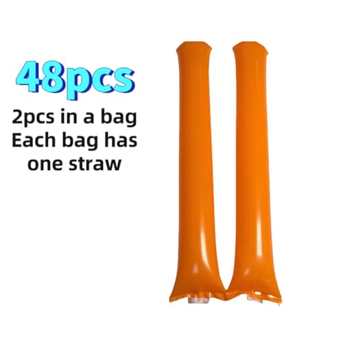 48pcs Round Head Boom Sticks Thunder Sticks Cheering Sticks Team Spirit Plastic Cheerleading Spirit Stick Clapper Inflatable Noise Maker Sports Supply (Orange) - color: Orange