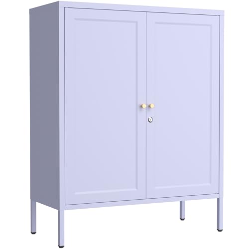 Lockable Metal Storage Cabinet Adjustable Shelves Modern Versatile Storage Lockers Home Organization Durable Metal Cabinet Garage Tool Cabinet Purple 36" H X 31.5" W X 13.8" D - color: Purple, style: 36"H-Cabinet-YM
