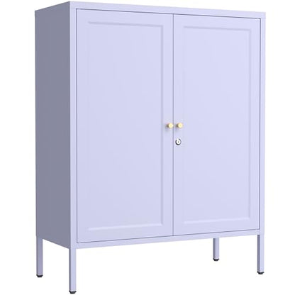 Lockable Metal Storage Cabinet Adjustable Shelves Modern Versatile Storage Lockers Home Organization Durable Metal Cabinet Garage Tool Cabinet Purple 36" H X 31.5" W X 13.8" D - color: Purple, style: 36"H-Cabinet-YM