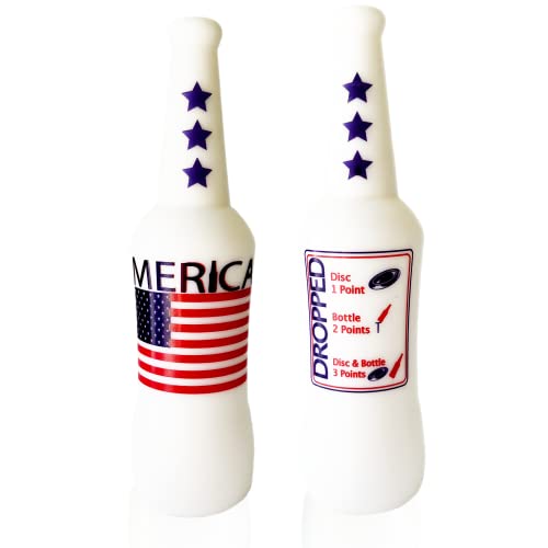 Original Bottle Bash (Beersbee, Polish Horseshoes, Frisbeer) Bottle Set ONLY, Unbreakable - Choose Yellow, USA or USA LED Version - color: White - USA