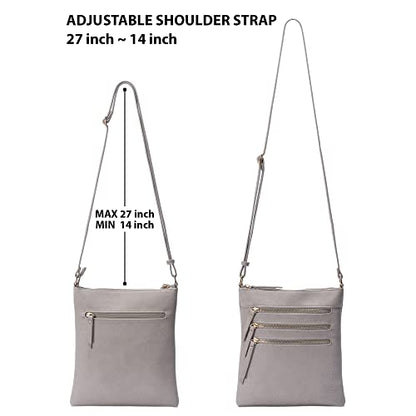 Solene Crossbody Bag Functional Multi Pocket Messenger Purse Top Zip Closure Shoulder Handbag With Adjustable Strap - color: Gray
