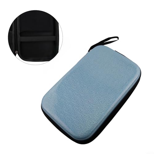 EVA Hard Shell Table Tennis Racket Bag, Waterproof Pong Paddle Case with Elastic Straps, Large Capacity Storage for 2 Rackets and Balls, Portable Carry Handle - size: blue