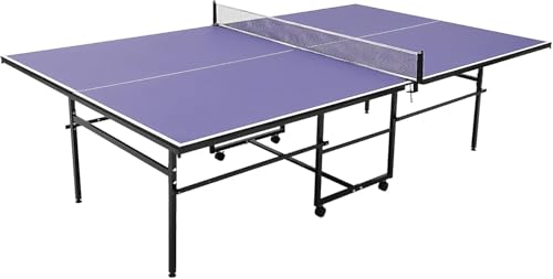 Portable Collapsible Table Tennis Table Set – 8FT/9FT Indoor/Outdoor Ping Pong Table, Quick Assembly, Net, 2 Paddles, 3 Balls, Single Player Playback – Great for Family Recreation & Gifts