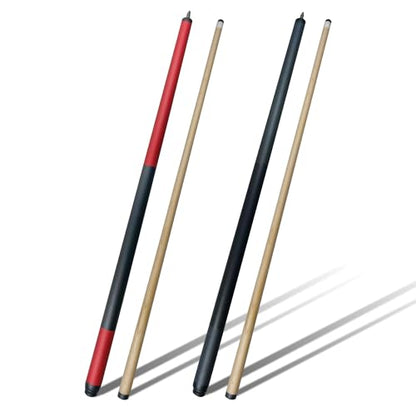 58 Inch Pool Cues, 2-Piece Billiard House Bar Pool Cue Sticks with Multi Layer Soft Leather Grip, Set of 2 Canadian Maple Wood Billiard Sticks - color: 2PK-Red/Black