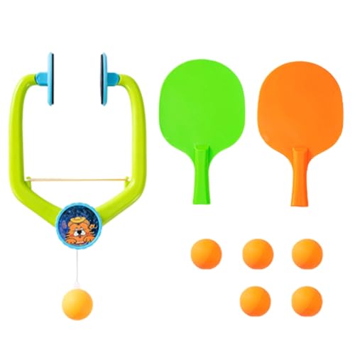 Adjustable Height Table Tennis Trainer Set, 2 Rackets, 6 Balls, Portable Pong, Hand-Eye Coordination Practice, Indoor Fun, Great Gift