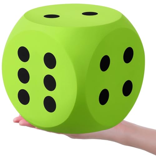 Shappy 7 Inches Foam Dice Fun Filled Large Educational Toy Kawaii Giant Dice Decorative EVA Foam Jumbo Cube Big Square Building Blocks for Game Nights Learning Sessions(Green) - color: Green