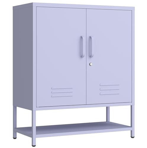 Three Tier Metal Shoe Cabinet for Home use Featuring Adjustable Shelves Multifunctional Two Door Storage Cabinet Suitable for entryways and hallways Purple Size: 13.8" D x 29.5" W x 33" H - color: Purple, style: shoe cabinet-32"H-OS