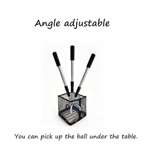TNZMART Adjustable Ping Pong Ball Picker Upper, Telescoping Aluminum Pole, No Bend Table Tennis Ball Collector, Durable Mesh Basket, Holds 100+ Ping Pong Balls