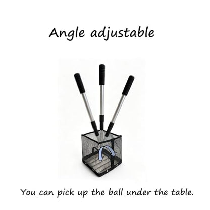 TNZMART Adjustable Ping Pong Ball Picker Upper, Telescoping Aluminum Pole, No Bend Table Tennis Ball Collector, Durable Mesh Basket, Holds 100+ Ping Pong Balls