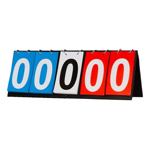 Sports Scoreboard Tabletop Flip Score Keeper Portable Multi Sports Score Counter Lightweight PVC Metal Water Resistant Suitable for Basketball Footbal - color: 5 Digit