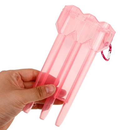 Holibanna Portable Darts Case with Lockable Pink Plastic Hard Shell, Lightweight Storage Box with Carabiner for Soft Tip Darts, Outdoor and Travel Use