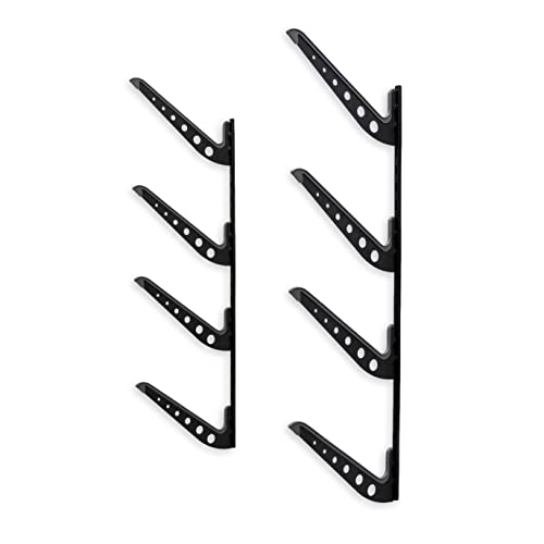 StoreYourBoard Beach Chair Storage Rack for Garage, Umbrella Wall Rack, Surfboard Rack for Wall, Wakeboard Rack, Snowboard Wall Mount, Paddle Board Storage Rack, 4-Level Board Hanger, 100 lb, Black