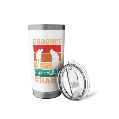 Croquet Champ Retro Funny Lawn Game Player Quote Stainless Steel Insulated Tumbler - color: White