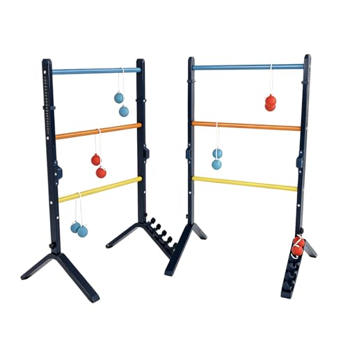 Ladder Ball Set, Steel Ladderball Game Set with 6 Soft Rubber Bolo Balls, Built-in Scoring System, Game for Family, Outdoor, Yard, Camping, Beach, Lawn, Party, Picnic