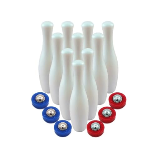 Minhe Tabletop Shuffleboard Bowling Game Interactive Family Game Set With Multiple Playmats For Indoor Enjoyment Bowling Set