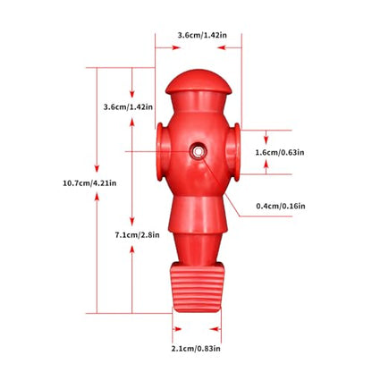 26Pcs Table Foosball Men Replacement Football Men Soccer Games Player Figure 107mm Height 16mm Side Hole Foosball Player - color: red and yellow, size: With screws