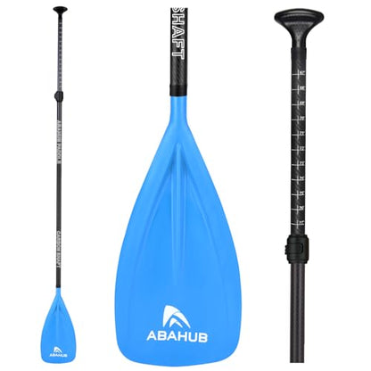 Abahub 1 x 3 Section Carbon Fiber SUP Paddle, Adjustable 67''-86'' Stand Up Paddle Lightweight Carbon Shaft, Black/Blue/Yellow/Green/Orange/Red Plastic Blade + Paddle Bag - color: Blue-SUP Paddle