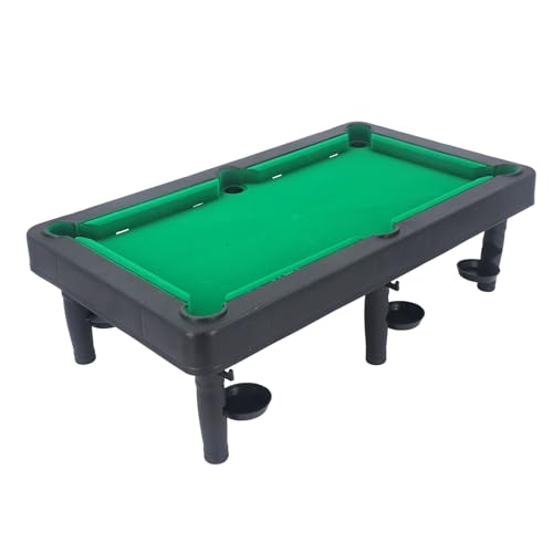 Mini Pool Table, Compact 19x11 Inch Miniature Pool Table Set Sturdy Plastic Construction with 2 Cue Sticks 11 Balls Rack for Family Kids Adults Indoor Games