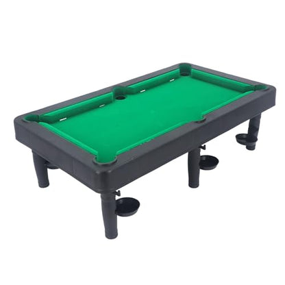 Mini Pool Table, Compact 19x11 Inch Miniature Pool Table Set Sturdy Plastic Construction with 2 Cue Sticks 11 Balls Rack for Family Kids Adults Indoor Games