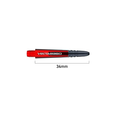 Winmau Dart Shaft - Vecta Blade360 Polycarbonate Dart Stems - 1 Set per Pack (3 Darts Shafts in Total) - Professional Darts Accessories - Red & Black Blade360 Short Shafts