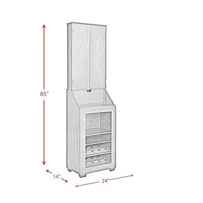 BOWERY HILL Dartboard Cabinet, 24" W x 15" D x 45" H, Walnut Finish, Includes Dartboard, Scoreboards, Darts, Wine Rack, Drop Down Storage Shelf, Traditional Style for Game Room Entertainment
