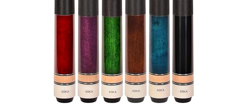 Set of Aska L2 Billiard Pool Cue Sticks, 58" Hard Rock Canadian Maple, 5/16x18 Joint, 13mm Hard Tip, Mixed Weights - style: Set of 6 Sticks