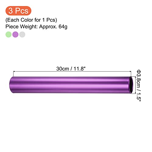 PATIKIL Relay Track Batons Set, Aluminum Alloy Tube Field Running Race Stick for Outdoor Athletics Sport Game Tool - color: Green, Purple, Silver