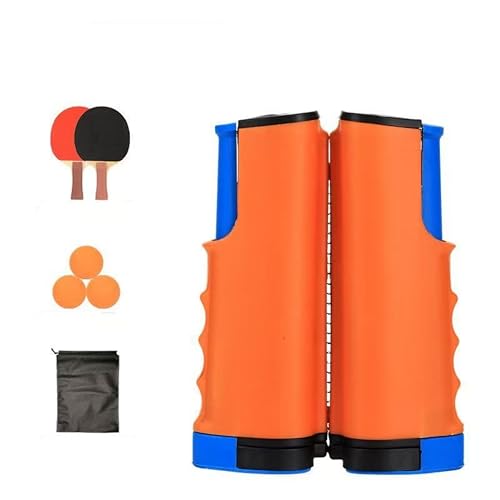 Recreational Table Tennis Sets with 2Pcs Table Tennis Rackets and 3Pcs Ping Pong Balls, Retractable Table Tennis Net Replacement with Clamps for Any Table, Home/Outdoor Games - color: Orange