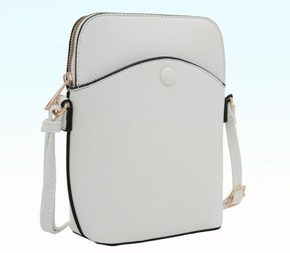 Solene Small Crossbody Bag with Gold Hardware, Mini Shoulder Purse with Adjustable Strap - color: White
