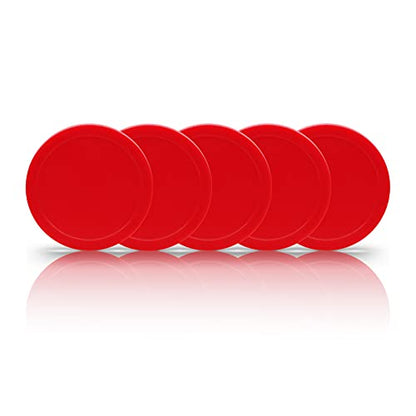5 Pack Air Hockey Red Replacement, 2.5" in Diameter, Thicker Pucks for Game Tables, Accessories, Equipment
