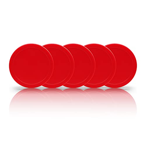 5 Pack Air Hockey Red Replacement, 2.5" in Diameter, Thicker Pucks for Game Tables, Accessories, Equipment