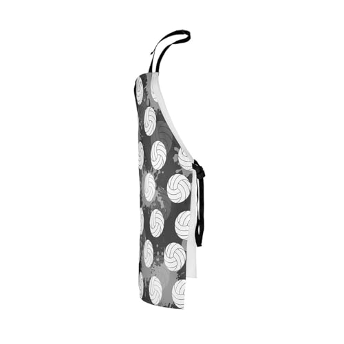 Manfei Volleyball Kids Kitchen Apron - color: Black White