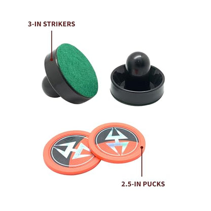 Hathaway Arcade Air Hockey 3-in Strikers and 2.5-in Pucks - Black and Orange