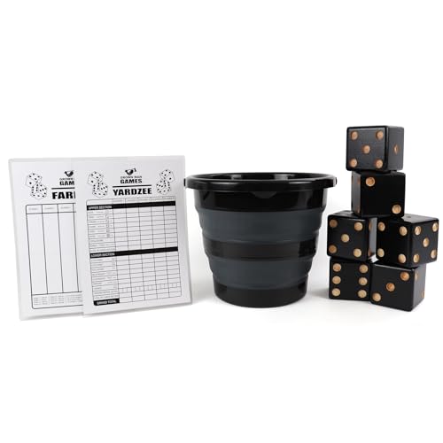 Grown Man Games Yard Dice - Yardzee - Yard Farkle/Yardkle - Large Lawn Dice - Giant Wooden Dice Lawn Game - Indoor/Outdoor Game for Adults
