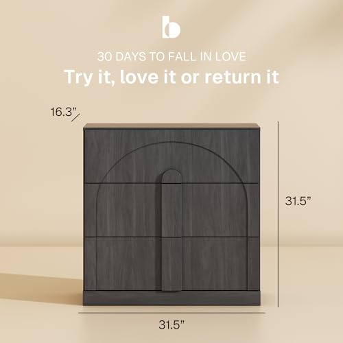 BELLEZE Set of 2 Bookcase with 3 Drawers, Modern Book Shelf with Wide Wooden Handle, 63" Wood Bookshelves for Living Room Office Entryway (Ebony) - color: Bijou Ebony C, size: 2