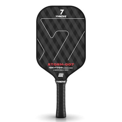 YVmove USAPA Approved Raw Carbon Fiber Pickleball Paddle, 16mm Thermoformed Pickleball Racket with High Spin & Extended Grip, Professional Pickleball Paddle for Control and Power - color: Matte Black