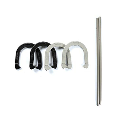 Trademark Innovations Premium Reinforced Carbon Steel Horseshoe Set with Carry Bag (Black and Gray)