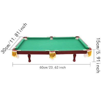 Mini Tabletop Pool Set Billiard Game with Portable Wooden Pool Table Pool Cues Triangle Rack Game Balls Suitable for Family Friends Indoor