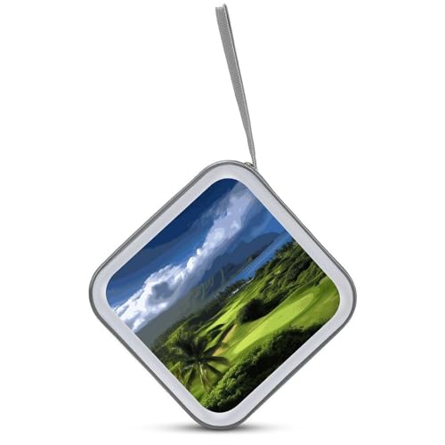 Scenic Hawaii Golf Tropical DVD Storage Bags with Zipper, CD Portable Case Holder with Handles, Large Storage Stackable Media Binder for Travel, Cabinet, Home, Office, Car