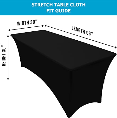 Utopia Kitchen Spandex Tablecloth 1 Pack [8FT, Black] Tight, Fitted, Washable and Wrinkle Resistant Stretch Rectangular Patio Table Cover for Event, Wedding, Banquet & Parties [96Lx30Wx30H Inch] - color: Black, size: 8 Feet - 1 Pack